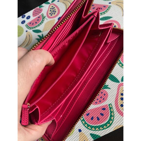 Coach Hot Pink and Brown Monogrammed Long Zip Wallet - Picture 12 of 15